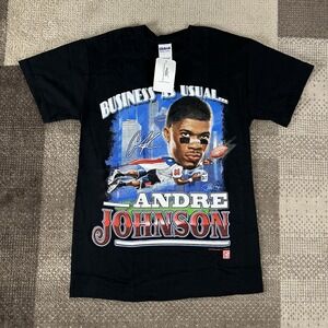 NWT Y2K Funny Andrew Johnson NFL Player Caricature T Shirt Mens Size Small Black